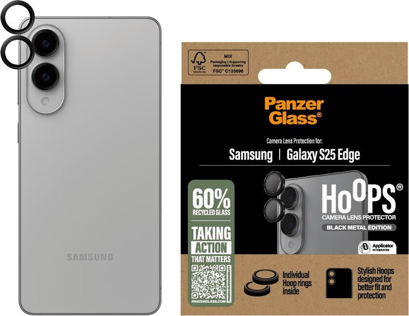 Panzerglass - Linsebeskyttelse - Sort - Samsung Galaxy S25 Edge