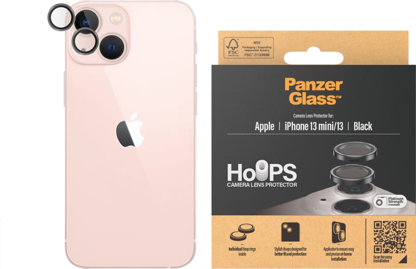 Panzerglass - Hoops - Iphone 13 Mini - Kamera Beskyttelse - Sort