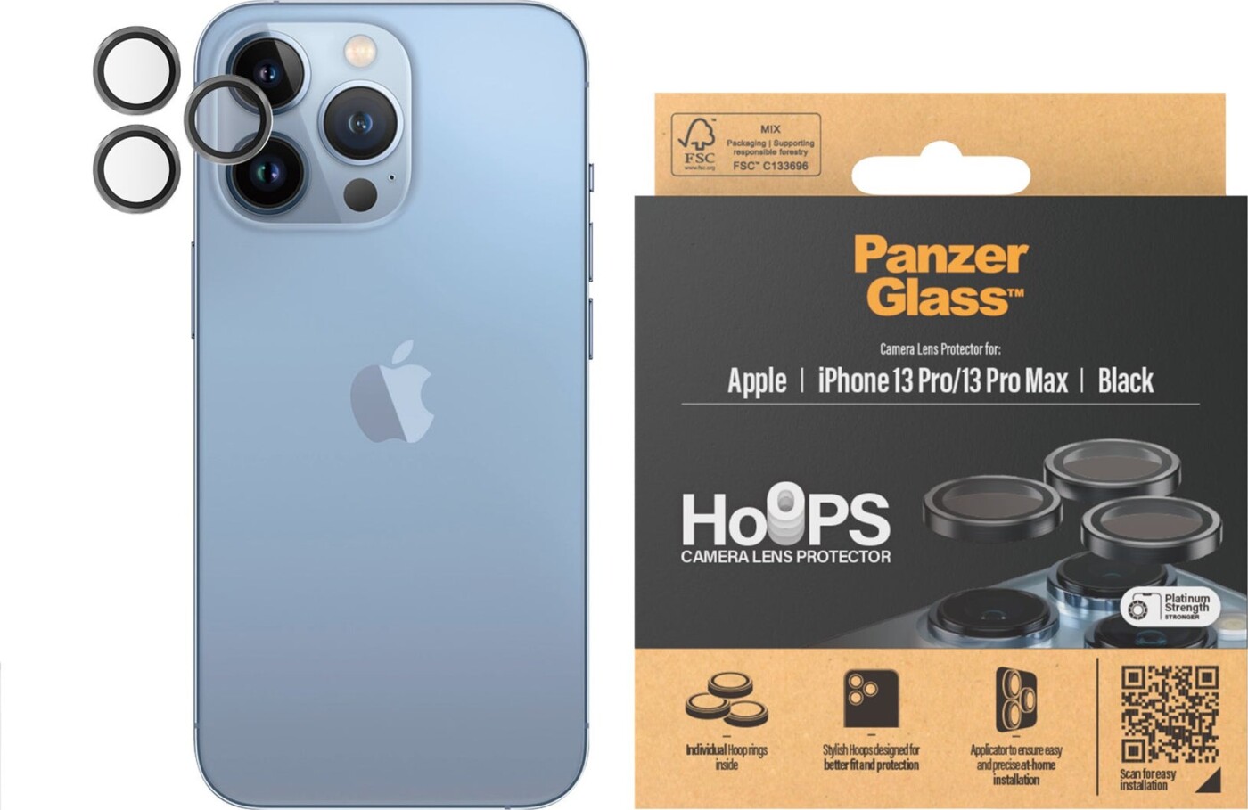 PanzerGlass Hoops™ Camera Lens Protector for iPhone 13 Pro | 13 Pro Max | Black