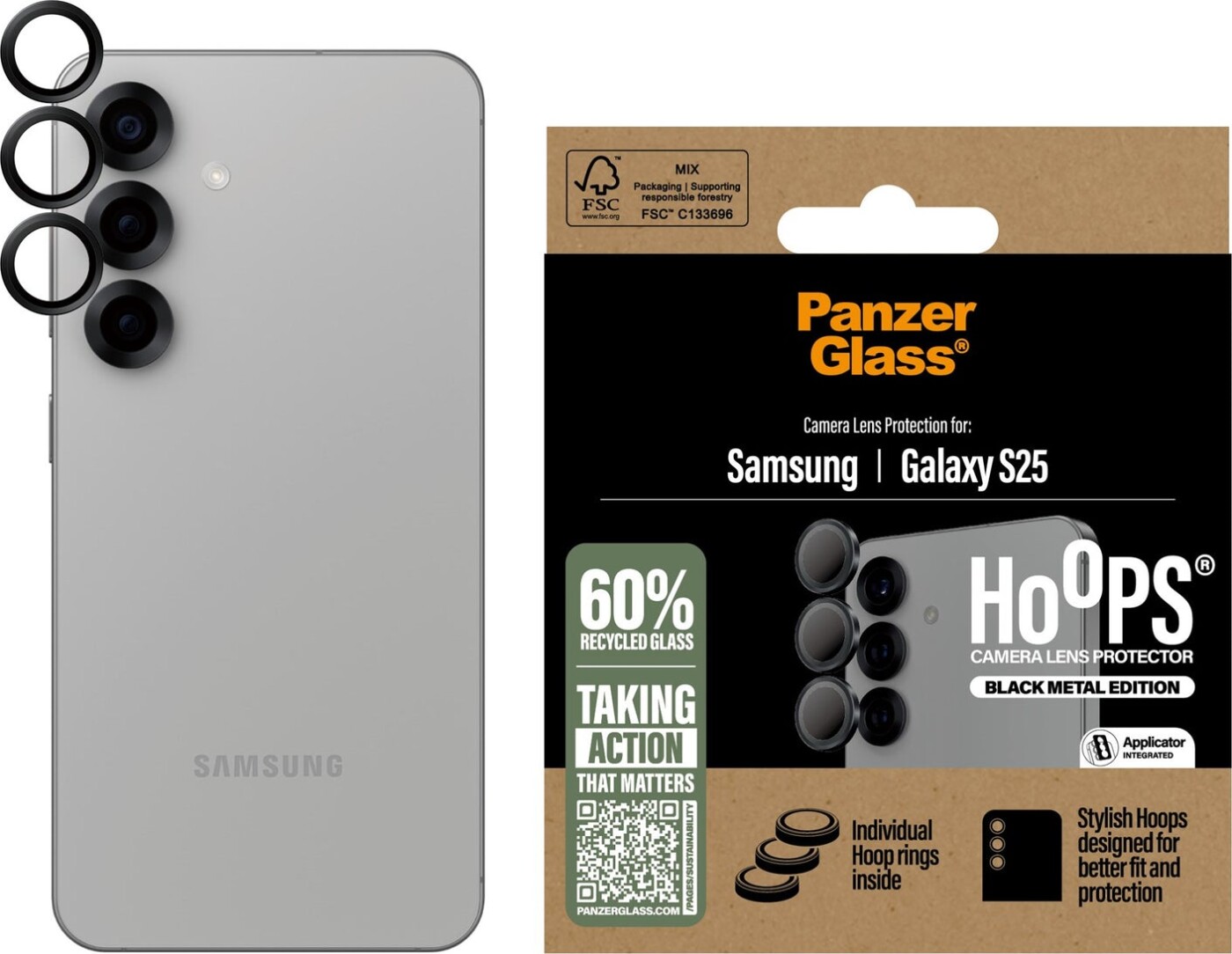 Panzerglass - Hoops - Samsung Galaxy S 2025 - Linsebeskyttelse - Sort