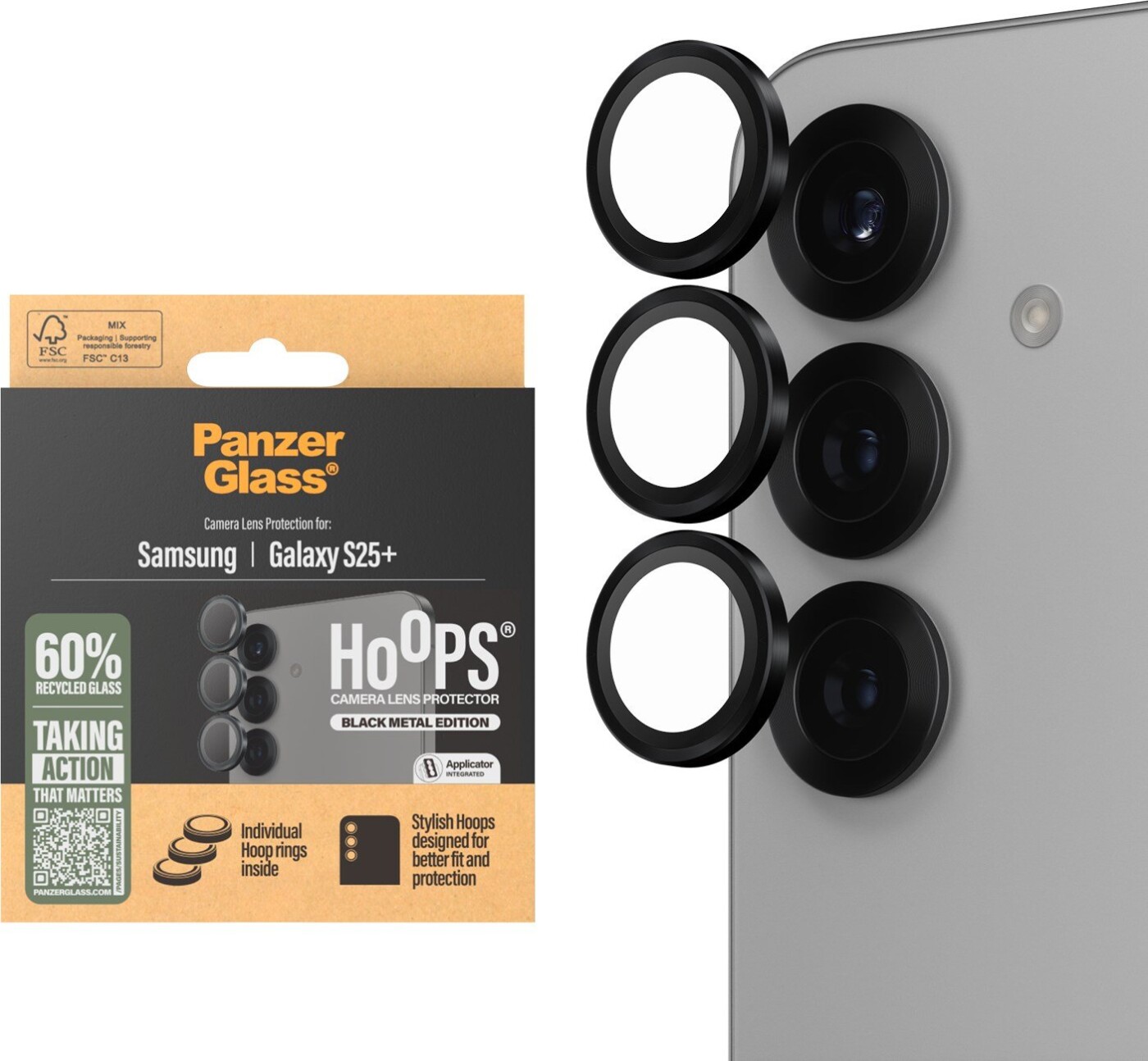 Panzerglass - Samsung Galaxy S 2025 Plus - Linsebeskyttelse - Sort