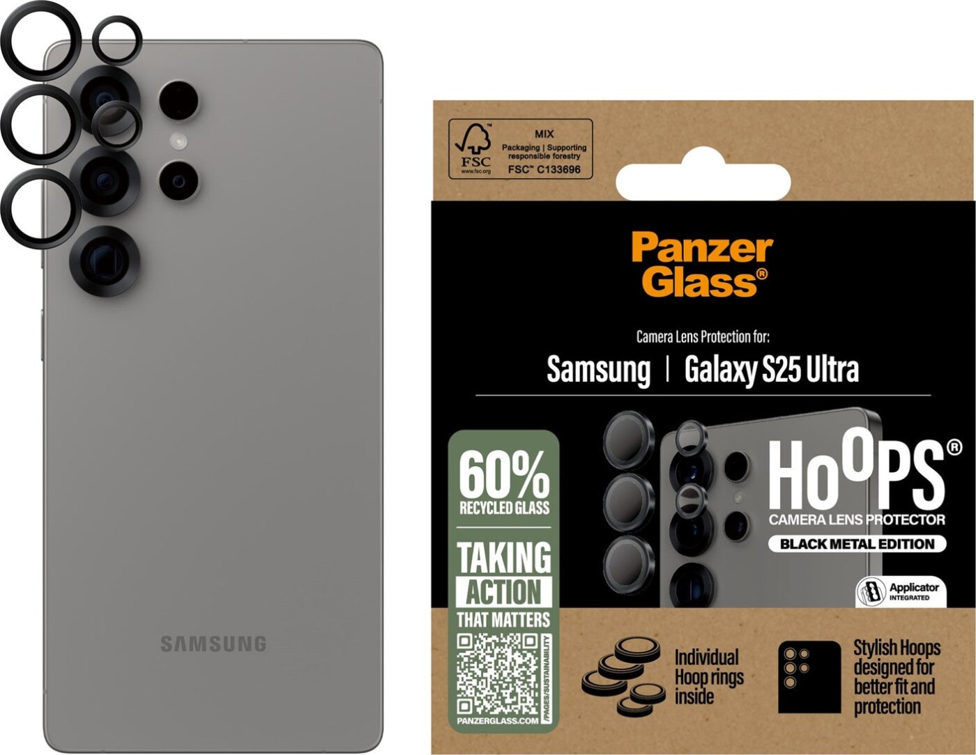 Panzerglass - Hoops - Galaxy S 2025 Ultra - Linsebeskyttelse - Sort