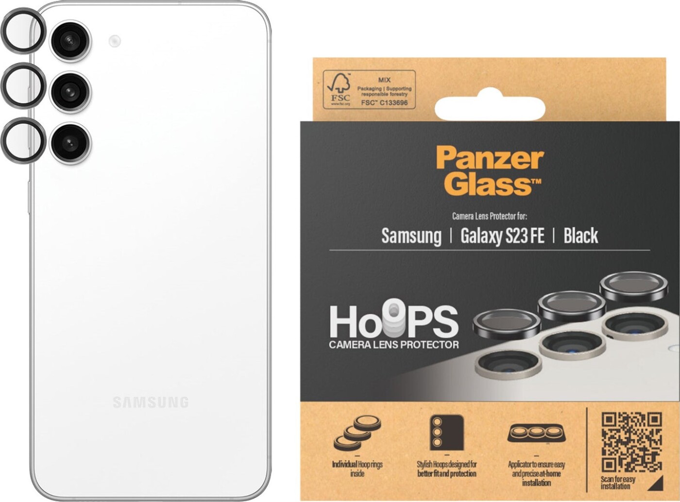 PanzerGlass Hoops - Kameralinsebeskytter - Samsung Galaxy S23 FE - Sort