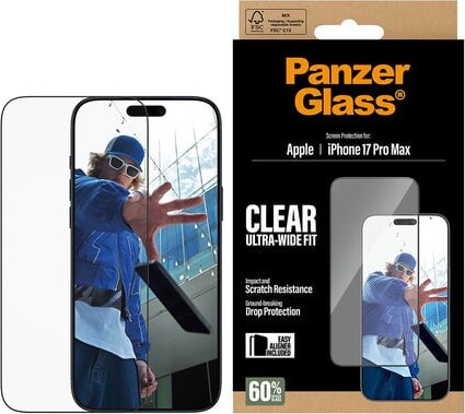 Panzerglass - Iphone 17 Pro Max - Clear Ultra-wide Fit - Skærmbeskyttelse