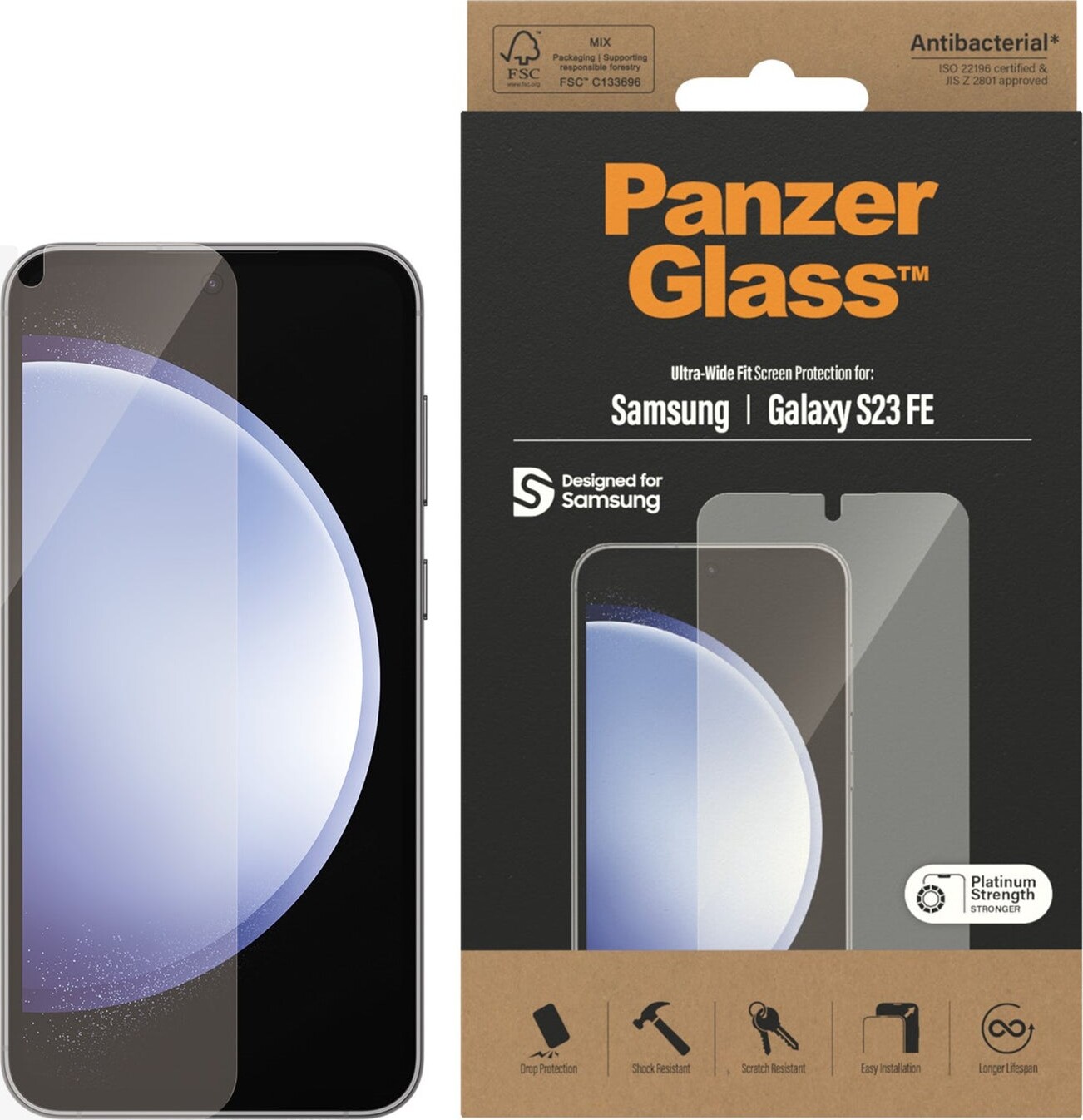 PanzerGlass - Skærmbeskytter for mobiltelefon - ultra-fit - klar - for Samsung Galaxy S23 FE
