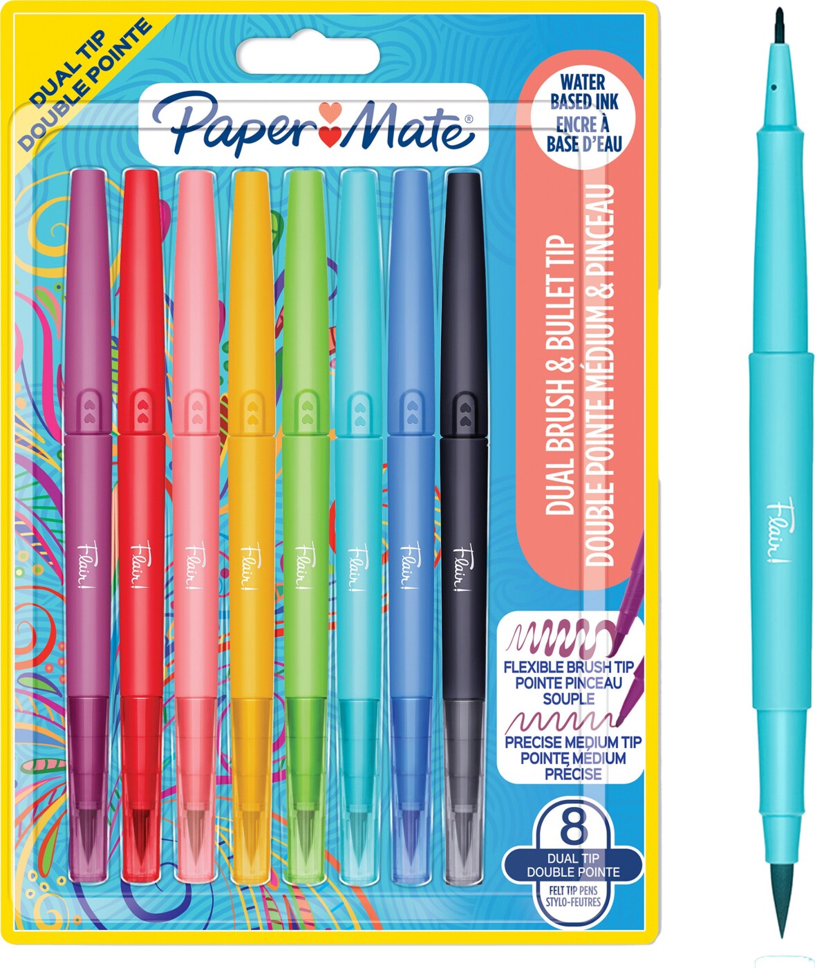 Paper Mate - Flair Dual Felt Tip Pen 8-blister (2199386)