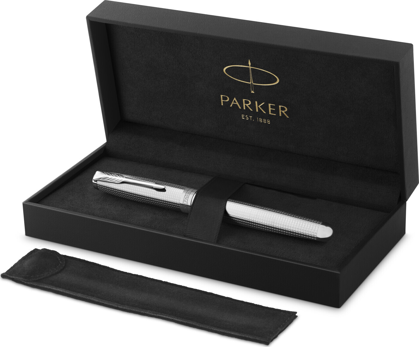 Parker - Sonnet Ciselé Special Edition Fountain Pen - Palladium Finish, 18k Solid Gold Nib - Black