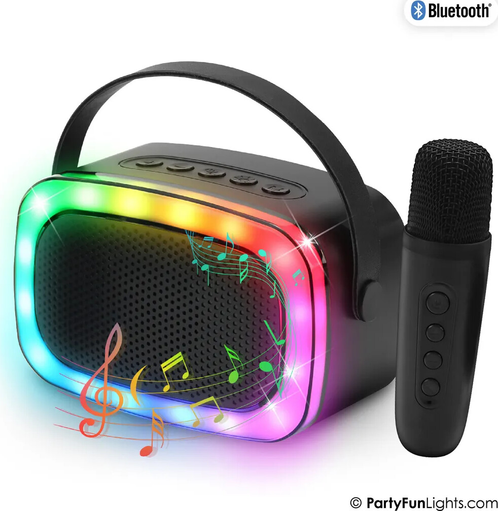 Party Fun Lights – Mini Karaoke Højttaler Med Trådløs Mikrofon