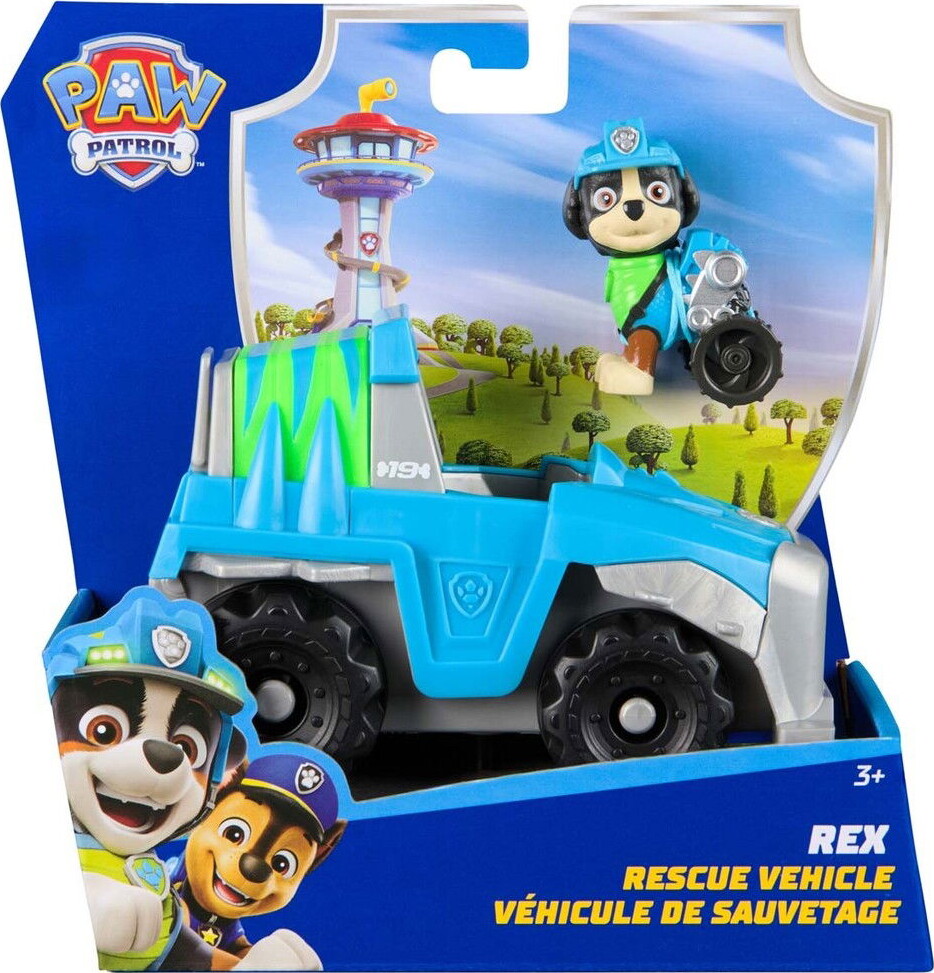 Paw Patrol - Rex Rescue Vehicle - Figur Og Køretøj Legesæt
