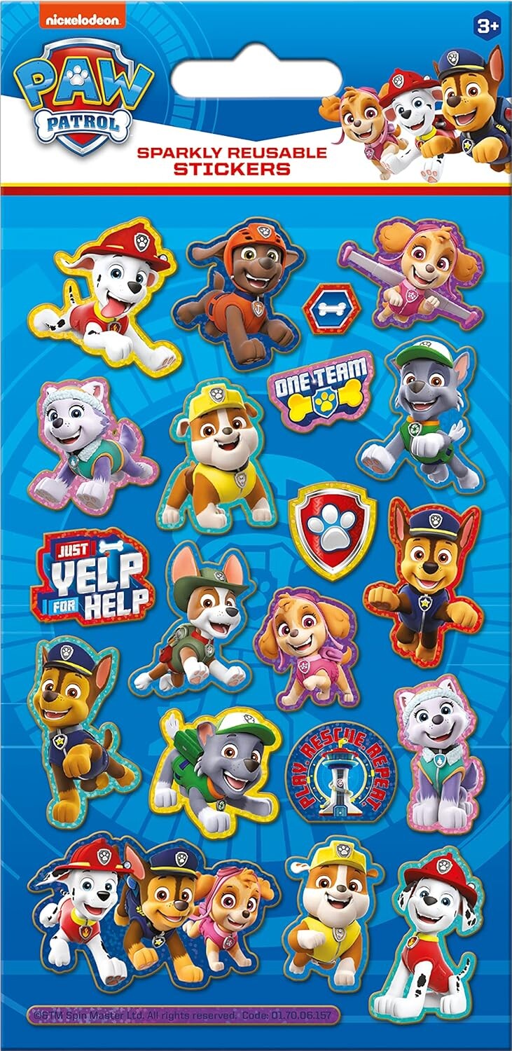 Paw Patrol - Glimmer Klistermærker - 8 Ark
