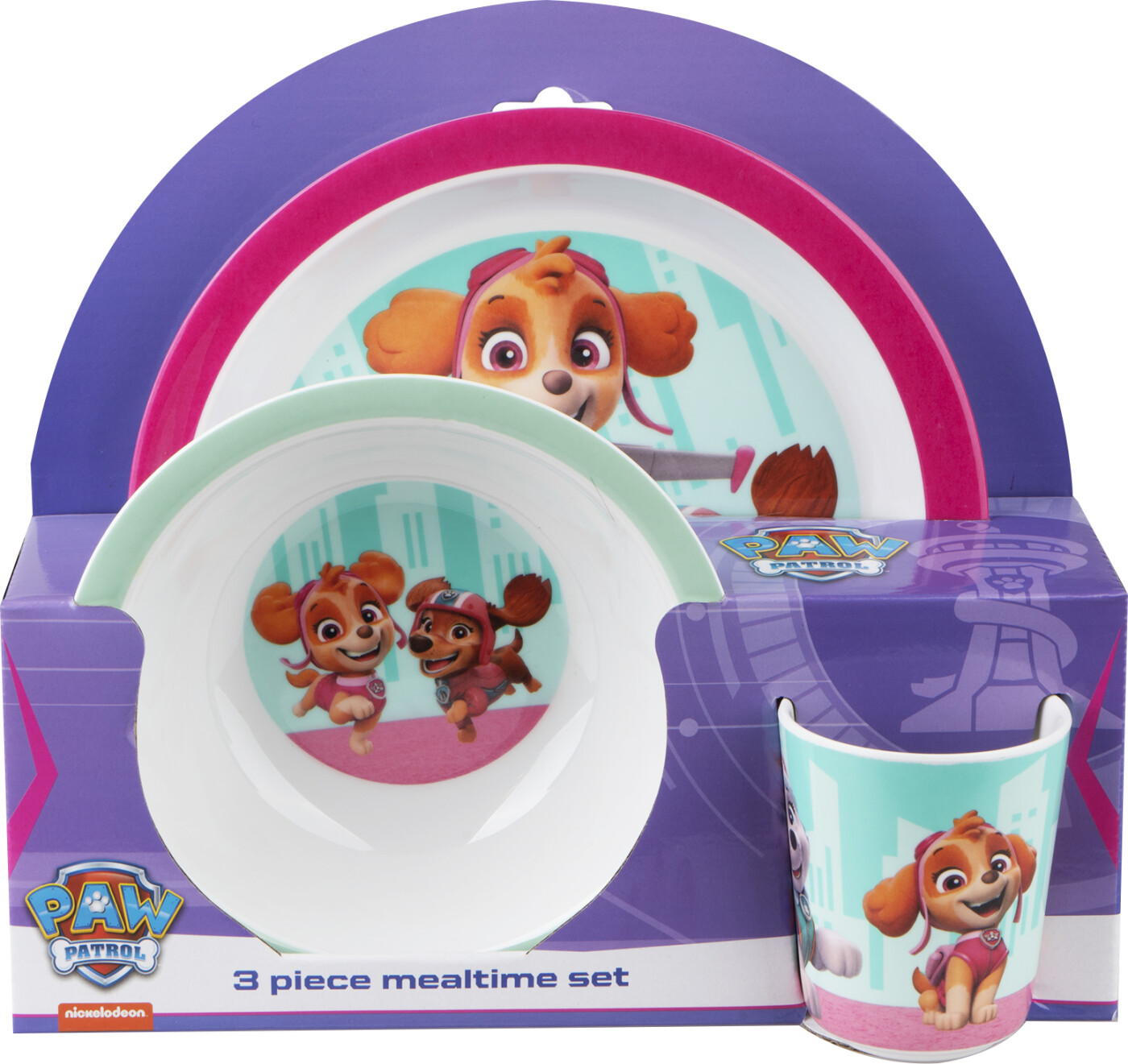 Paw Patrol Spisesæt I Tre Dele - Lyserød - Melamin - Barbo Toys