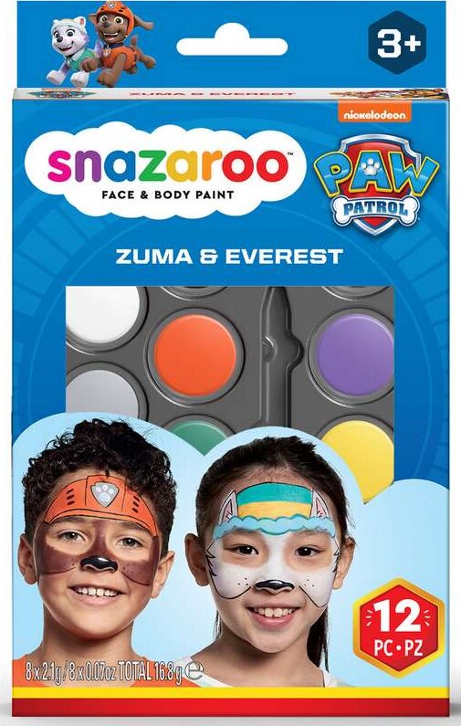 Snazaroo Ansigtsmaling Sæt - Paw Patrol - Zuma & Everest - 12 Dele