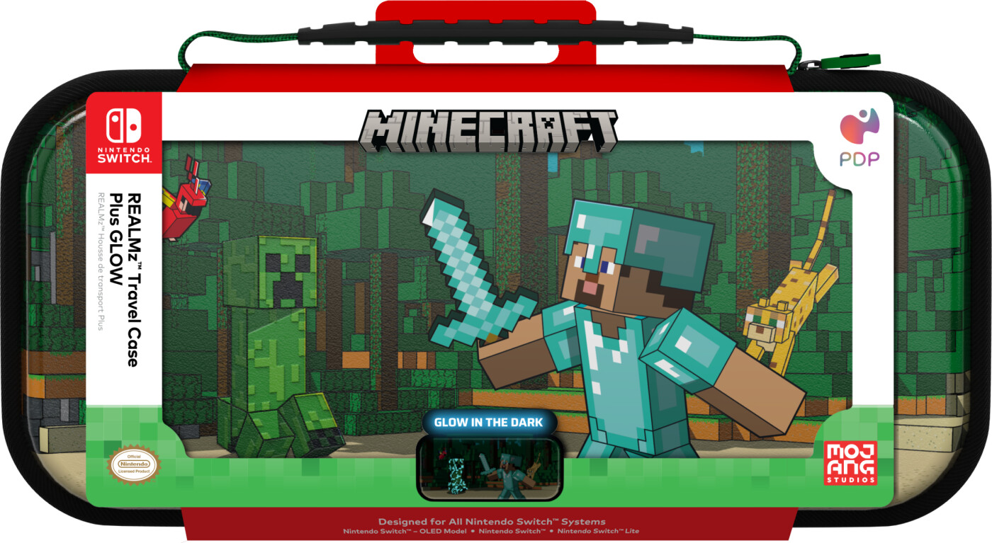 Pdp - Realmz - Nintendo Switch Travel Case Glow - Minecraft Forest Battle