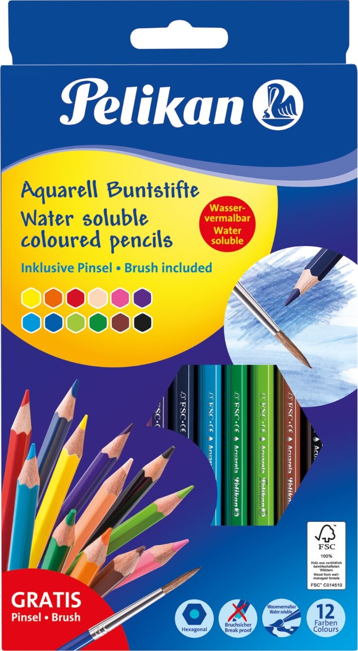 Pelikan 12 Col Pencils Aquarell - Hexa