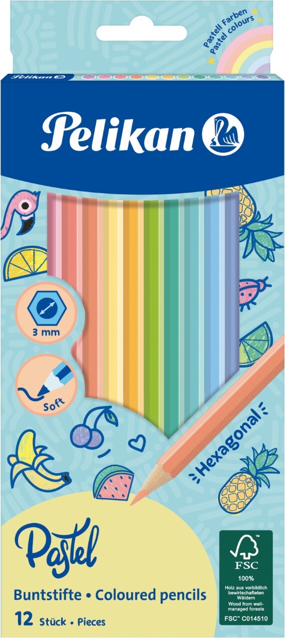 Pastel Farveblyanter - 12 Farver - Pelikan