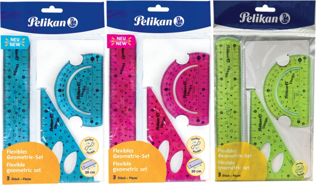 Geometrisæt - Fleksible - 3 Dele - Assorteret - Pelikan