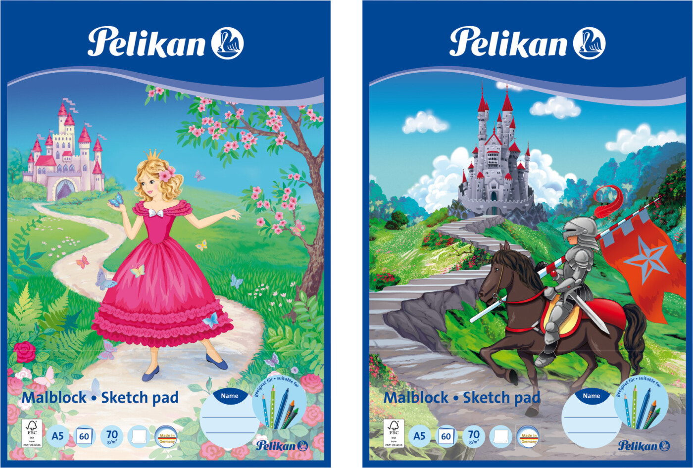 Pelikan - Male- Og Skitseblok - A5 - 60 Ark - Assorteret