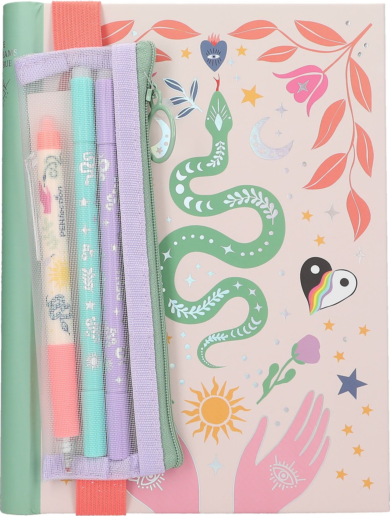 Notesbog Med Skrivesæt Og Stickers - Slanger - Penfection