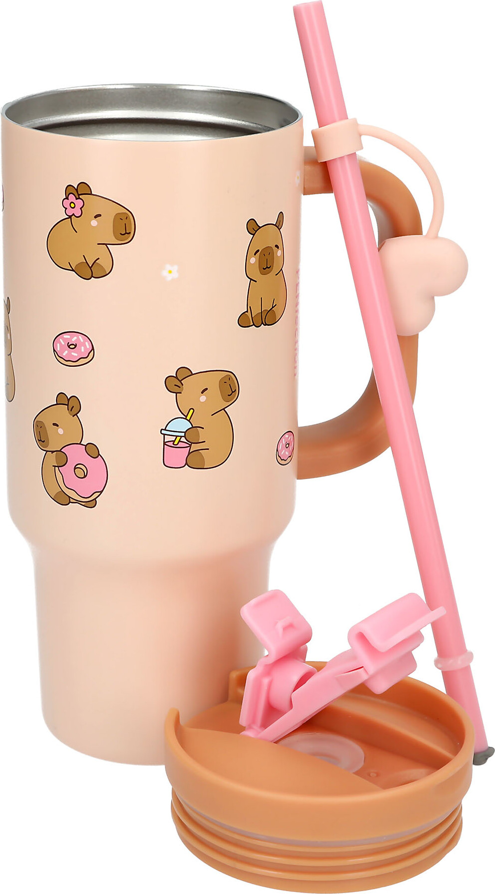 Penfection - To Go Krus Med Sugerør - Capybara - Beige-brown - 470 Ml