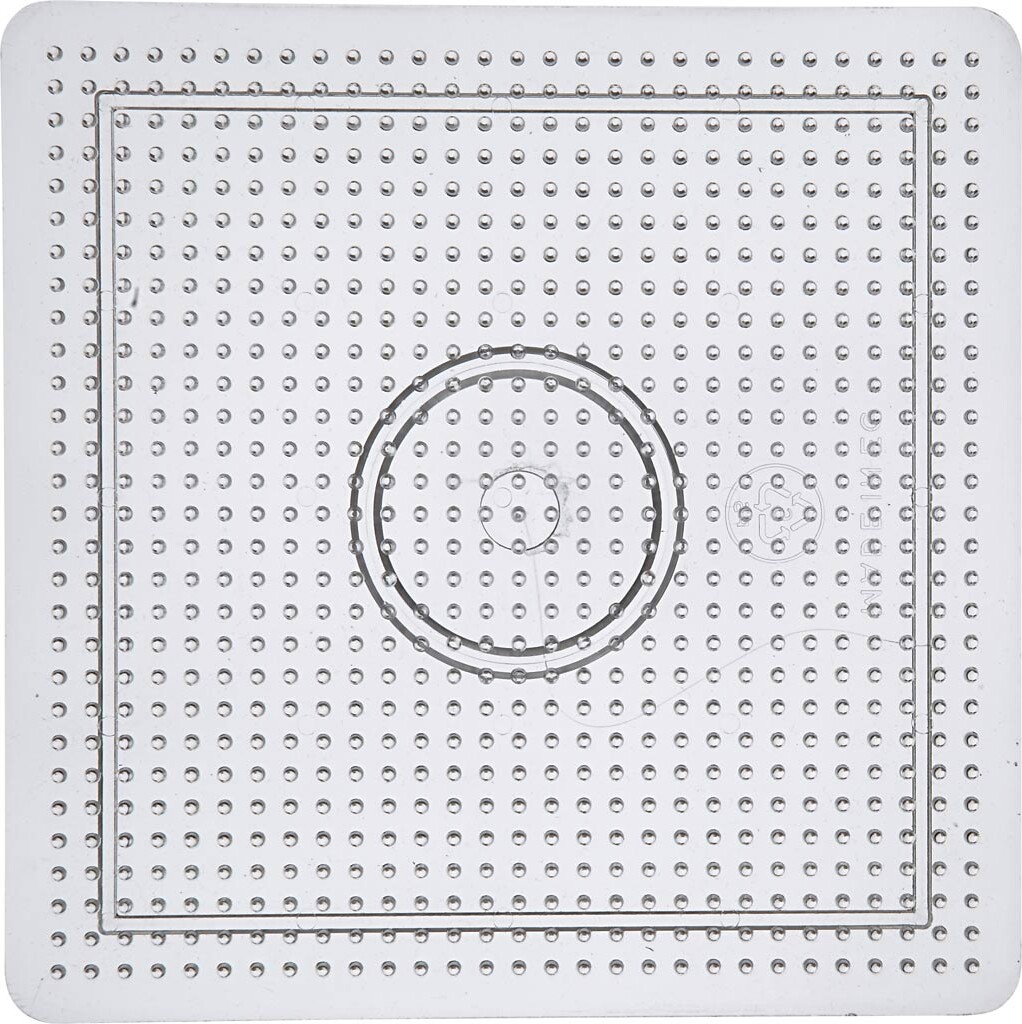 Perleplade - Firkant - Medium - Str. 15 Cm - Medium - Transparent - 1 Stk.