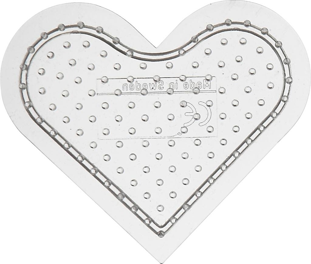 Perleplade - Lille Hjerte - Str. 7 Cm - Medium - Transparent - 1 Stk.