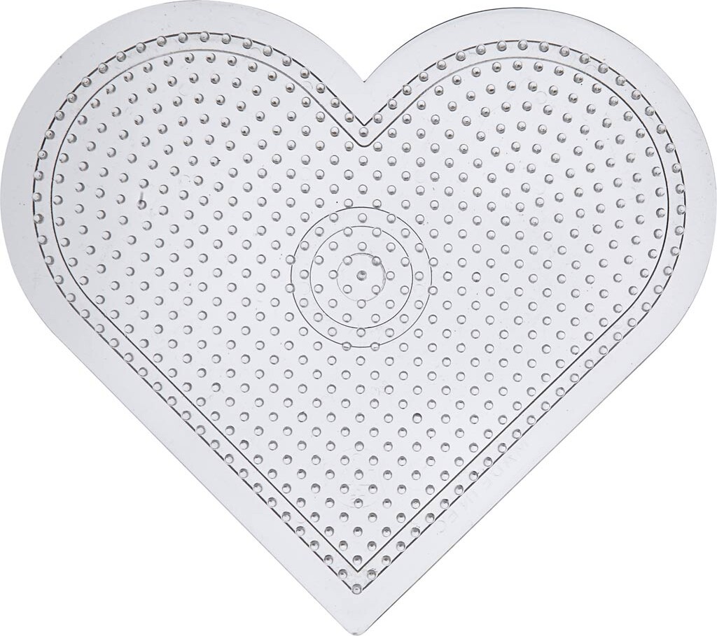Perleplade - Stort Hjerte - Medium - Str. 15 Cm - Medium - Transparent - 1 Stk.