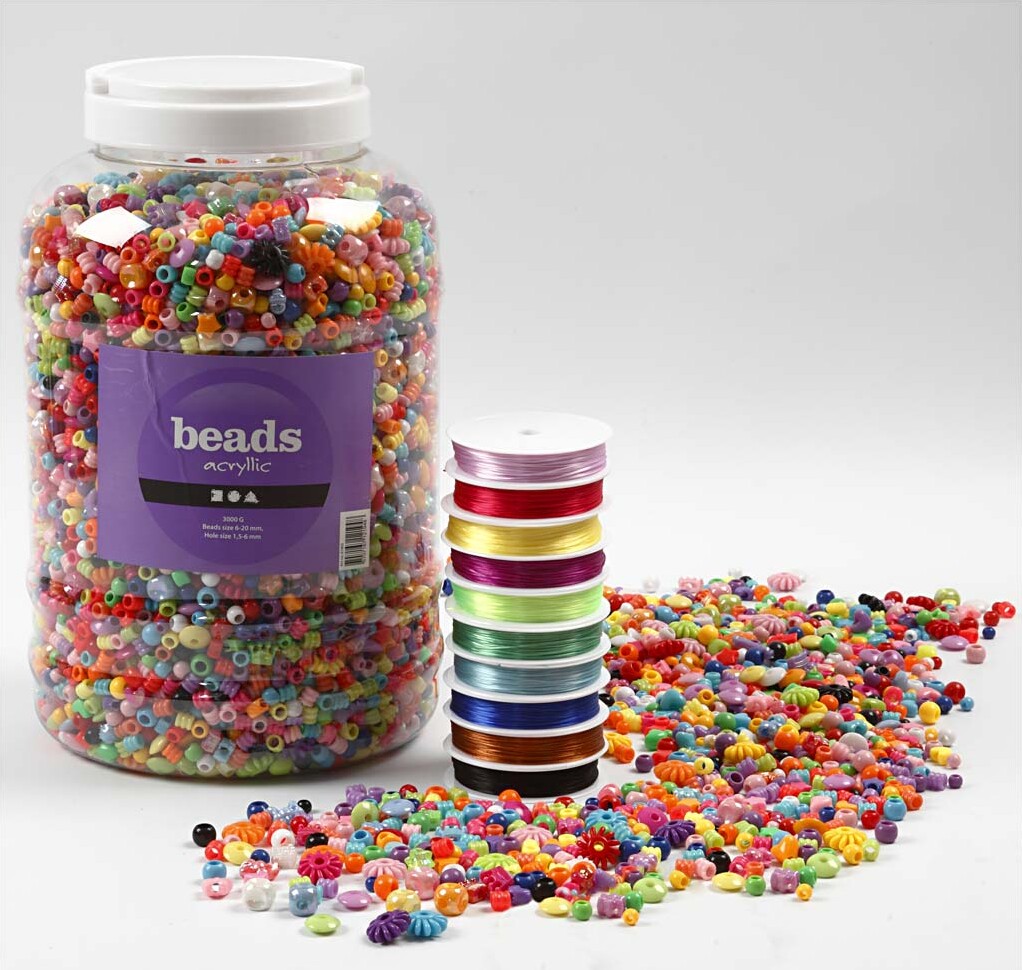 Perler Og Smykkeelastik - Str. 6-20 Mm - Hulstr. 1,5-6 Mm