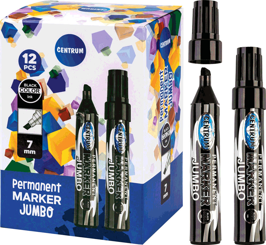 Permanent Marker Jumbo 7 Mm - Spids - Sort - Centrum