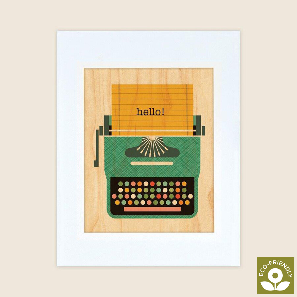 Petit Collage - Stort Print På Træ - Skrivemaskine