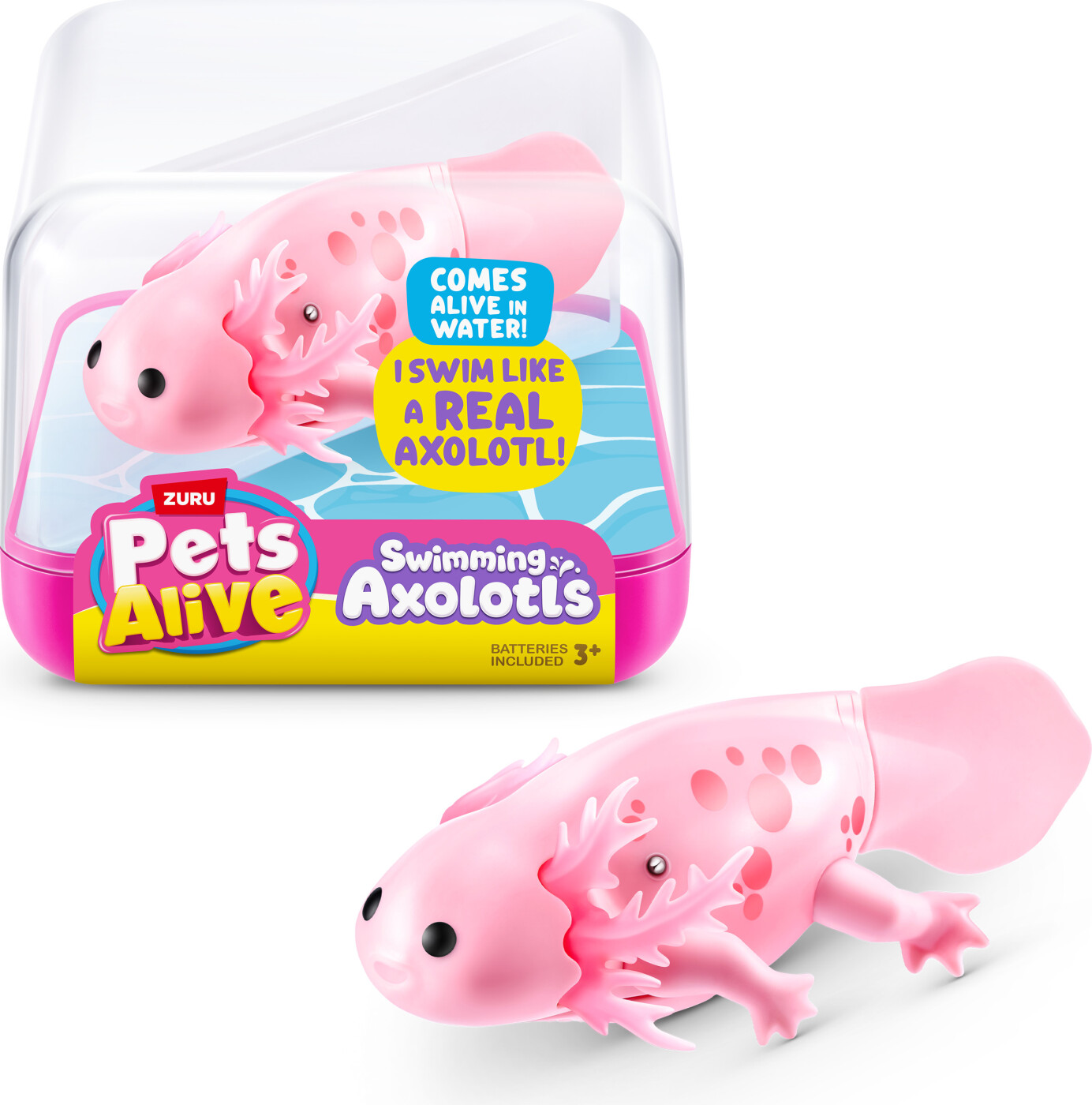 Zuru Pets Alive - Swimming Axolotl - Pink - Vandaktiveret Figur