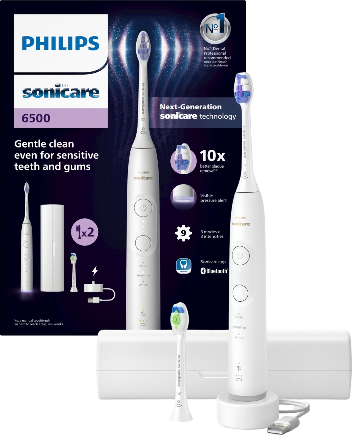 Philips - Sonicare Series 6500 Elektrisk Tandbørste - Hvid - Hx7410/02