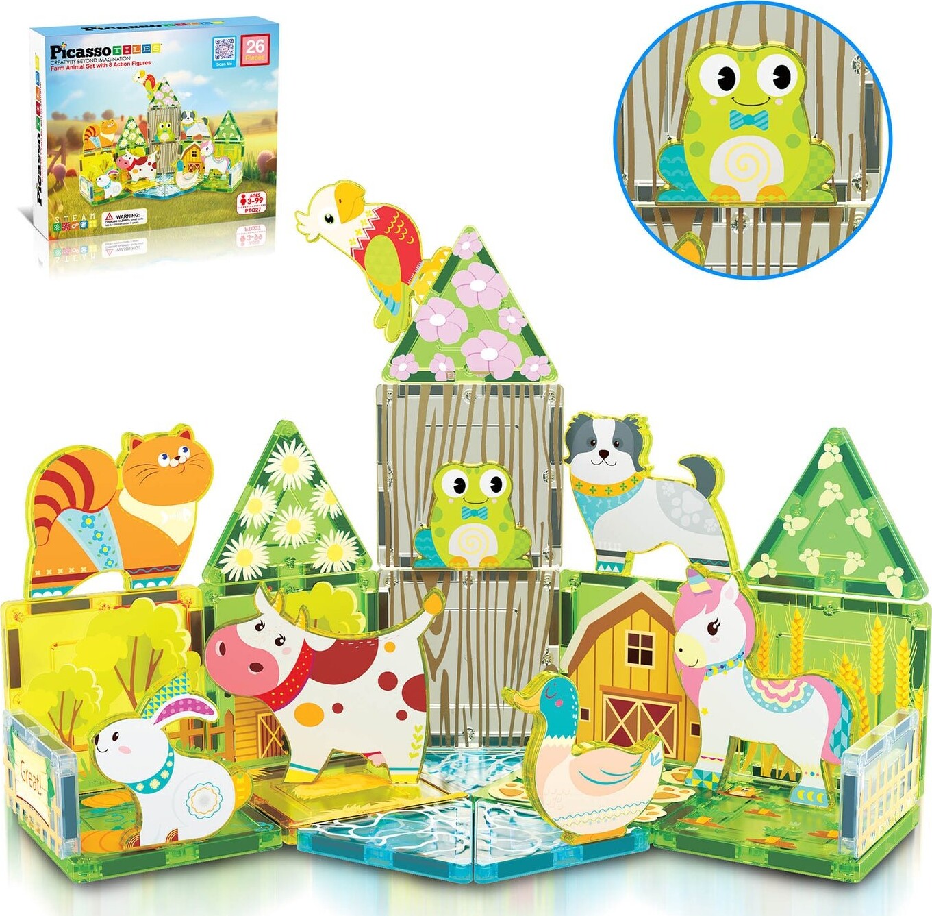 PicassoTiles Farm 26pcs magnetic set with 8 figures