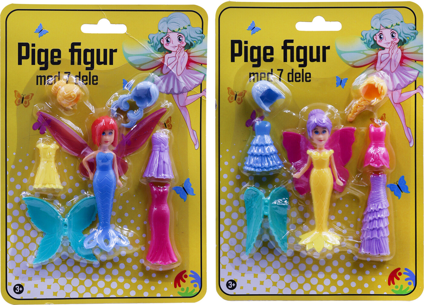 Pige Figur Med 7 Dele - Assorteret