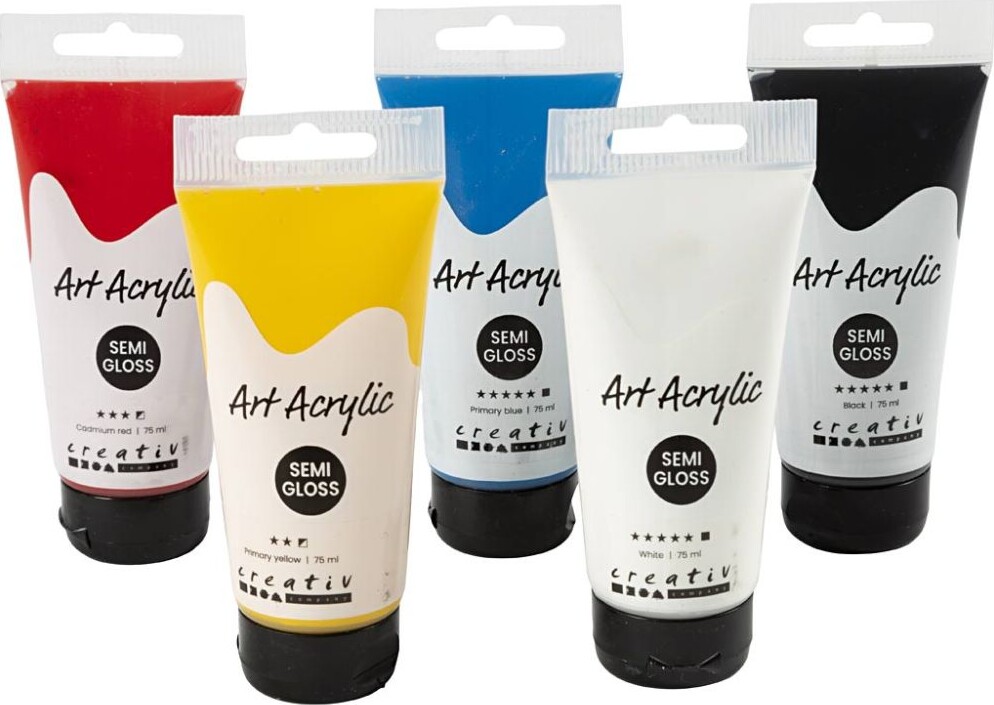 Akrylmaling Til Lærred, Træ, Gips - Pigment Art Acrylic 5x75ml billede