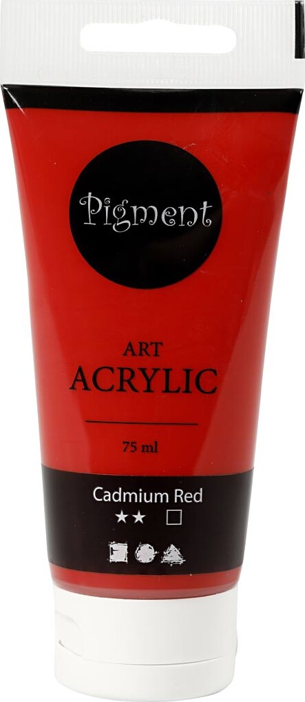 Akrylmaling - Vandbaseret - Halvblank - Dækkende - Cadmium Rød 75 Ml