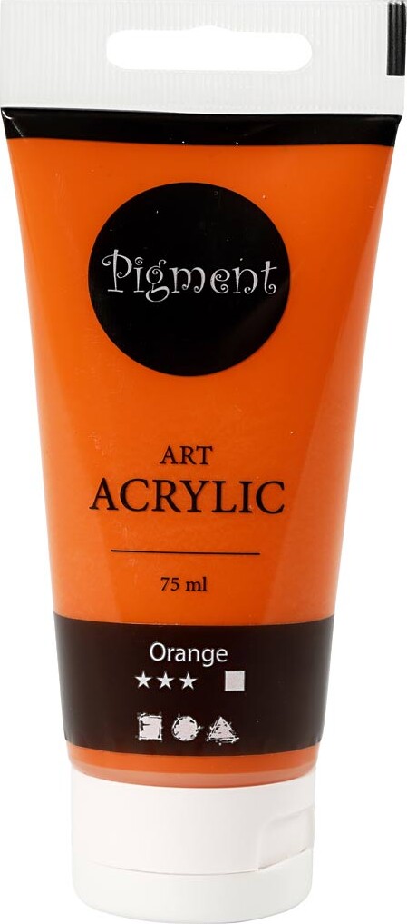 Akrylmaling - Vandbaseret - Halvblank - Dækkende - Orange 75 Ml