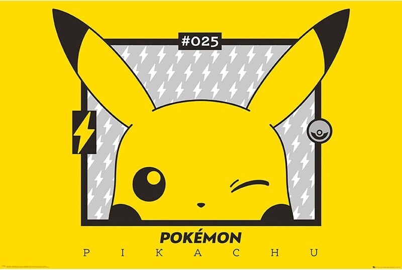 Pikachu Wink Poster - Yellow - 91.5x61 Cm