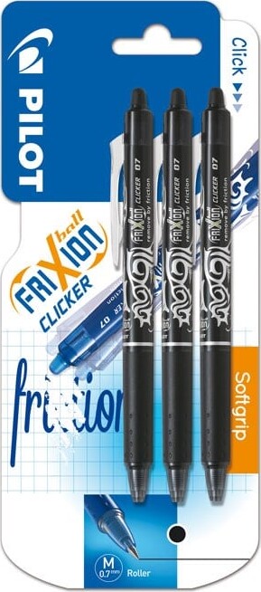 Pilot - Frixion Clicker 0.7 - Sort (pakke Med 3)