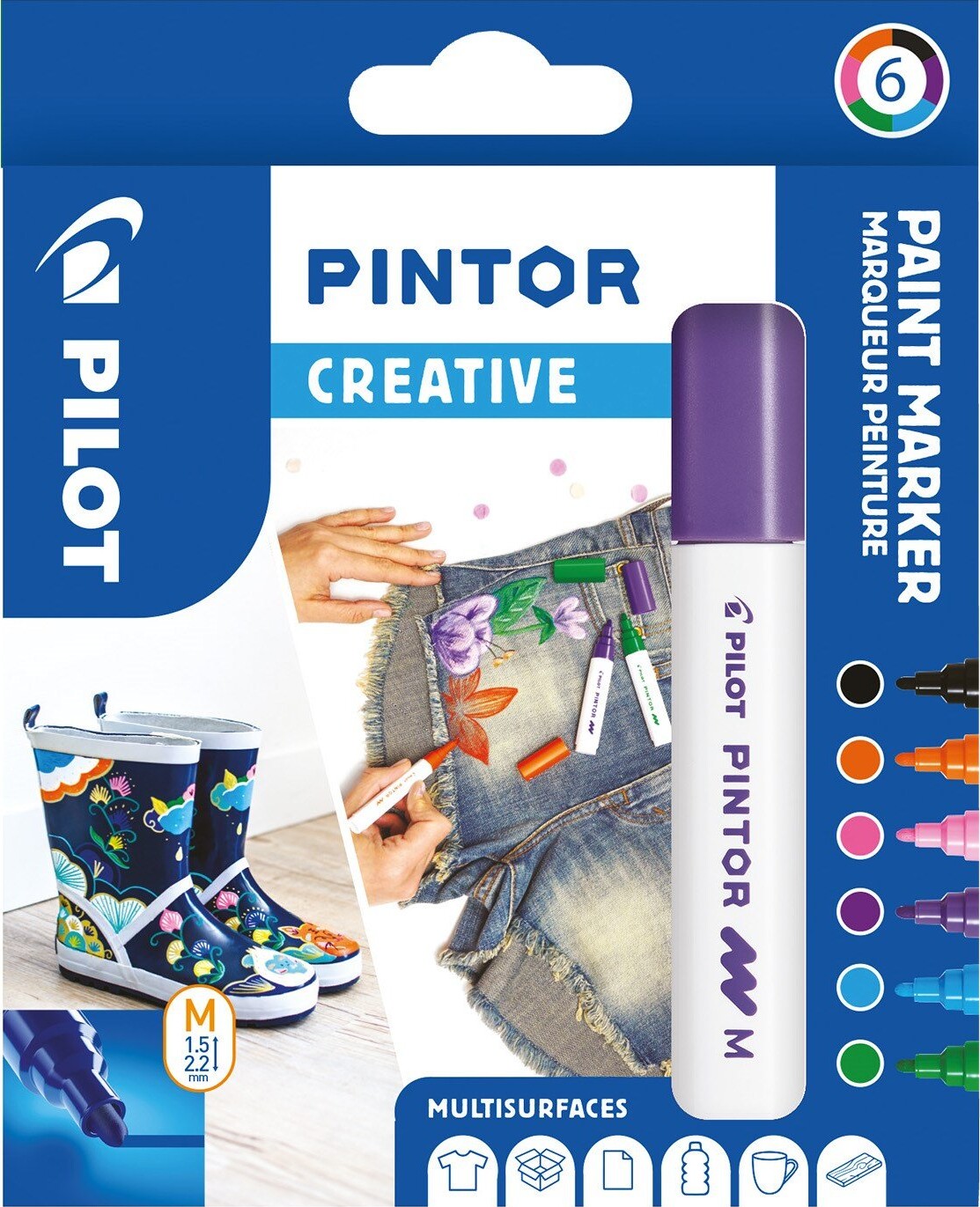 Billede af Pilot - Pintor Kreativ Marker æske Med 6 Klassiske Farver (medium Spids)