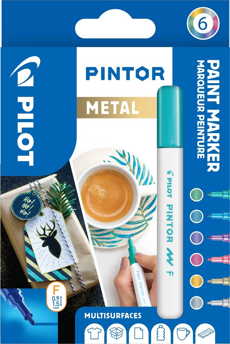 Se Pilot - Pintor Marker Fine Metal Mix 6 Farver (fin Spids) hos Gucca.dk