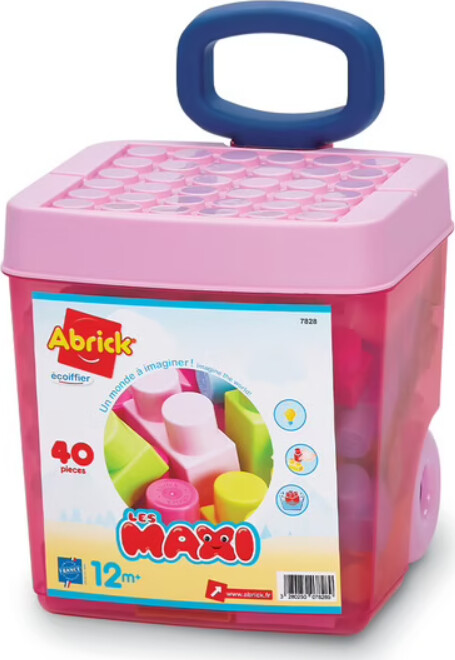 Ecoiffier Abrick Maxi - Trolley Med 40 Klodser - Pink - 7828