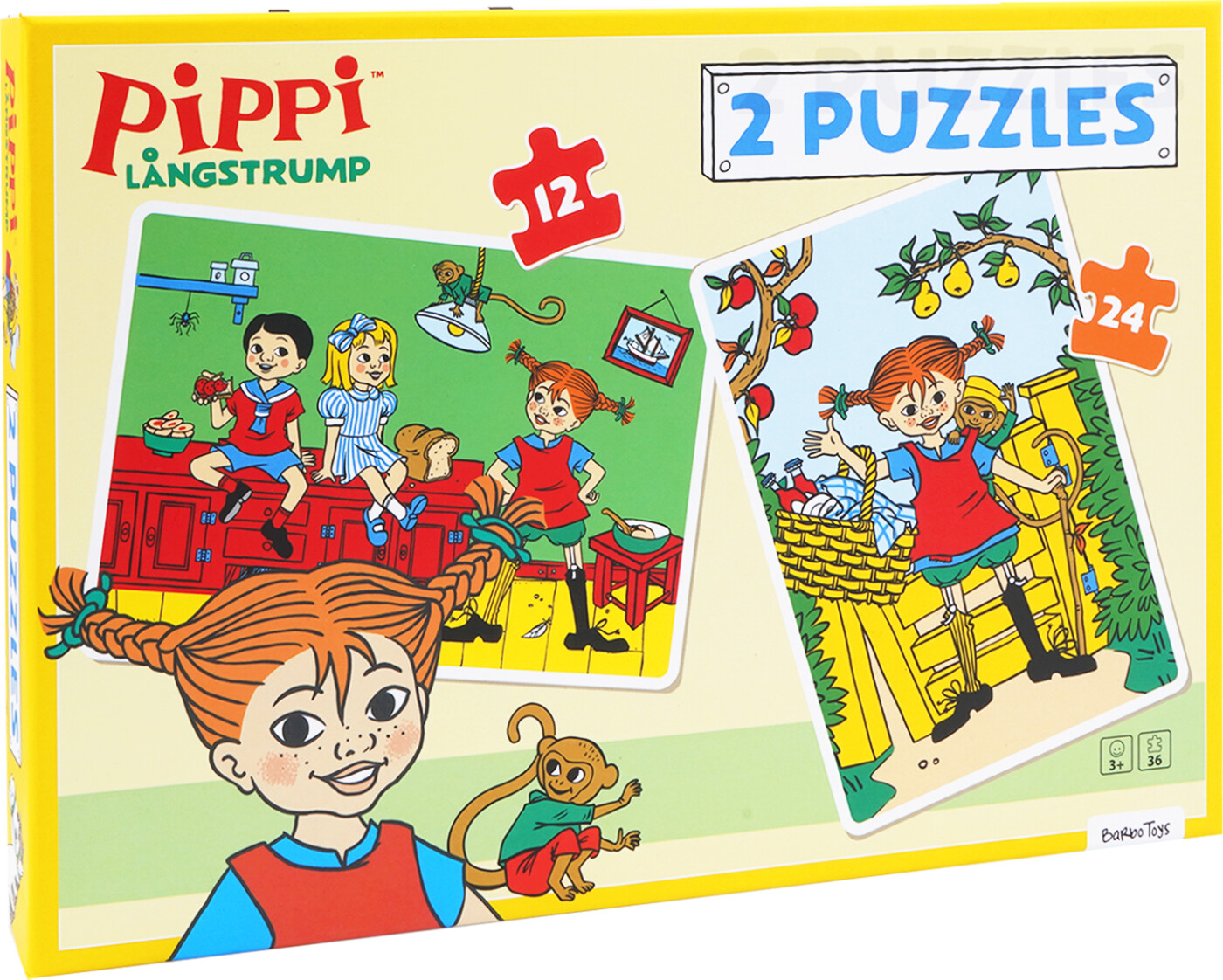 Pippi Langstrømpe - 2 Puslespil - 12+14 Brikker
