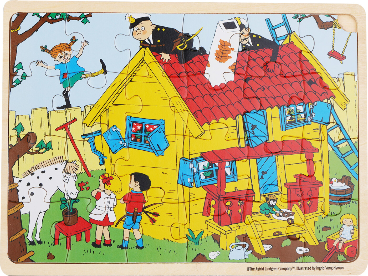 Pippi Langstrømpe - Rammepuslespil I Træ - 24 Brikker - Barbo Toys