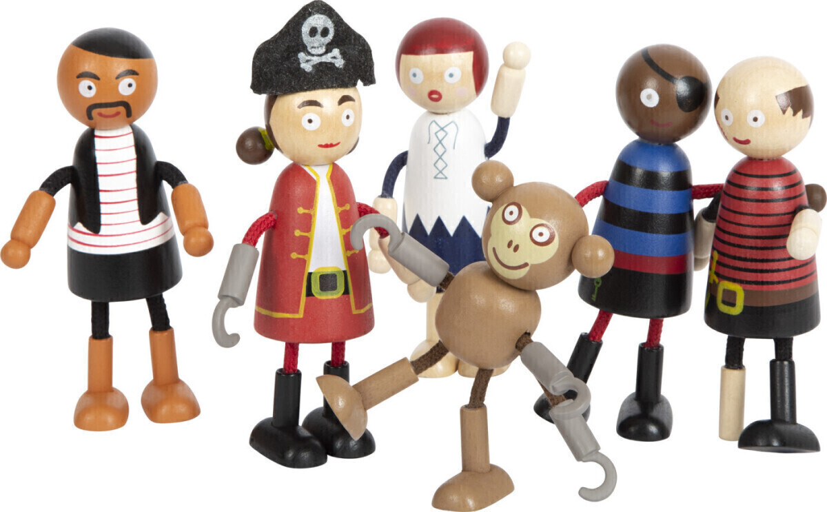 Small Foot - Wooden Dolls Pirate Bendable 6pcs.