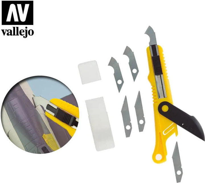 Vallejo T06012 - Model Hobbykniv Til Plastik - Inkl. 5 Klinger