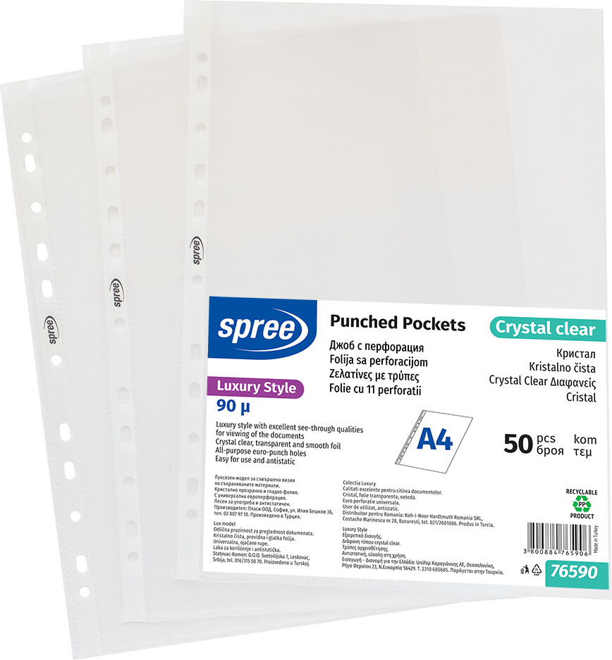 Plastlommer - A4 - Glasklar - 90 My - 50 Stk. - Spree