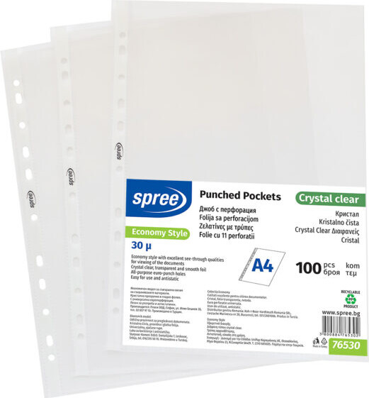 Plastlommer - A4 - Krystalklar - økonomi 100 Stk. - Spree