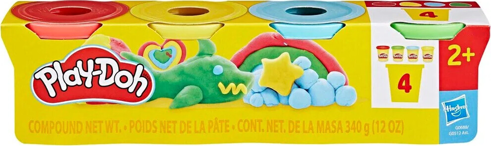 Play-doh - Modellervoks 4-pak 340 G - Assorteret - Hasbro G0512