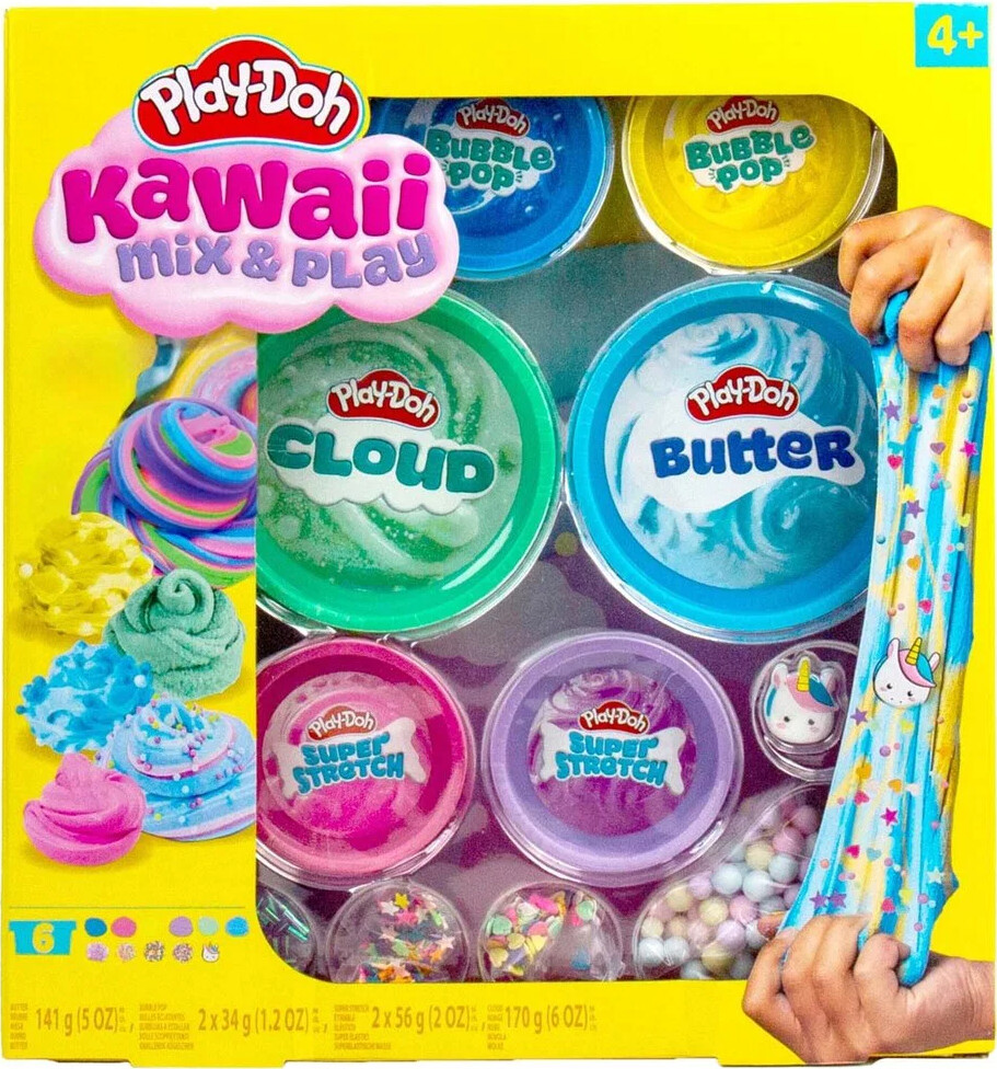 Play-doh - Kawaii Mix & Play - Modellervoks Sæt - 6-pak - Hasbro