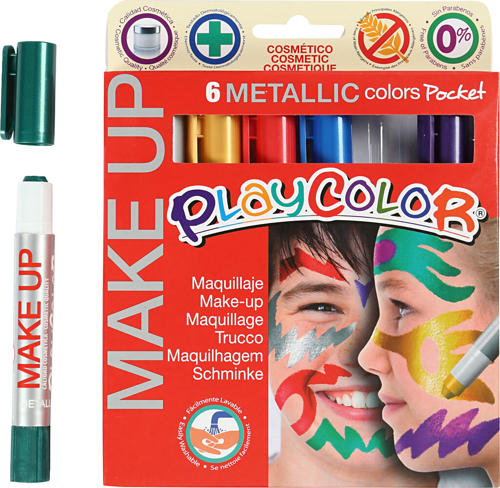 Playcolor Make Up - Ansigtsmaling - 6 Metalliske Farver